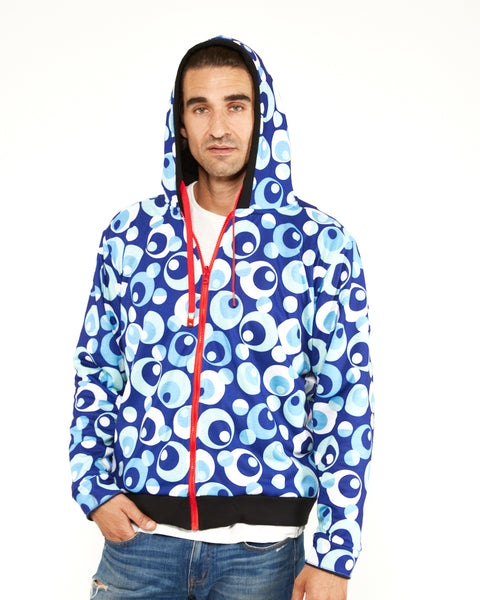 Hoodie - Black/Blue Circles (Reversible)