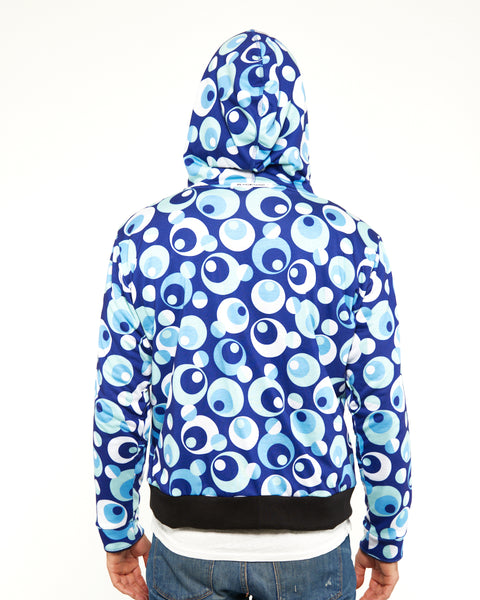 Hoodie - Black/Blue Circles (Reversible)