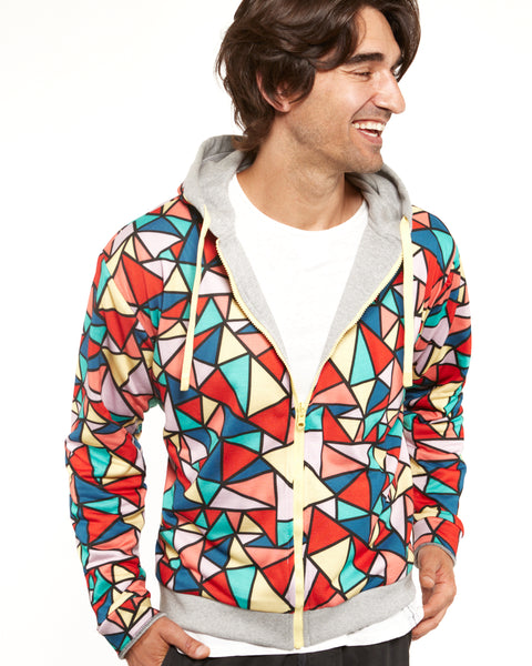 Hoodie - Grey/Multi-Color Triangles (Reversible)