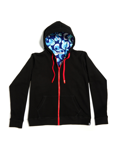 Hoodie - Black/Blue Circles (Reversible)