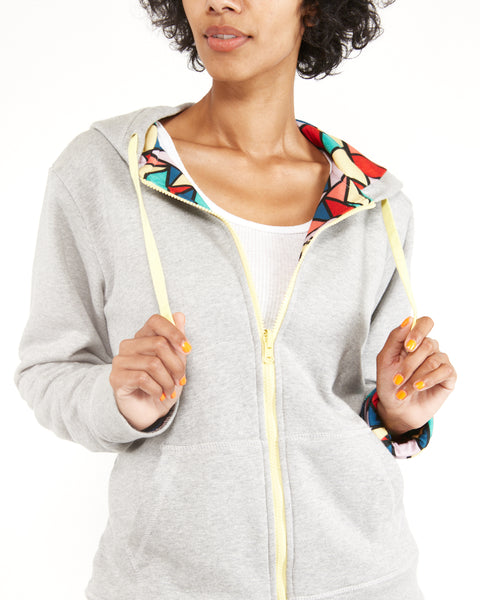 Hoodie - Grey/Multi-Color Triangles (Reversible)